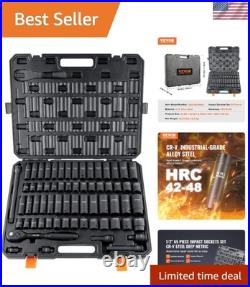 Impact Socket Set 65 Piece 1/2 inch Drive SAE & Metric Chrome Vanadium Steel