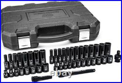 Impact Socket Set Chrome Molybdenum 44-Piece SAE Metric Deep Standard