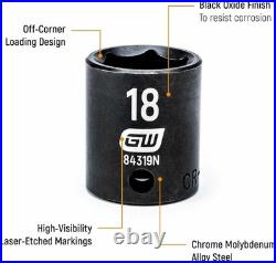 Impact Socket Set Chrome Molybdenum 44-Piece SAE Metric Deep Standard