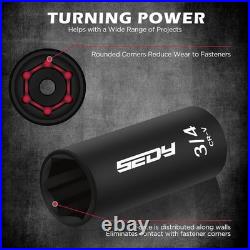 Impact Socket Set Metric SAE 25-Piece CR-V Steel With Carrying Case Mechanics New