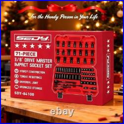 Impact Socket Set Metric SAE 25-Piece CR-V Steel With Carrying Case Mechanics New