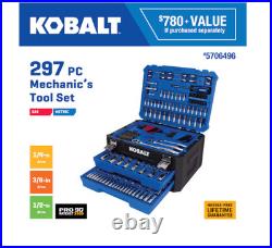 Kobalt 297 Pc Mechanics Tool Set SAE/Metric NEW Open Box Complete with Case