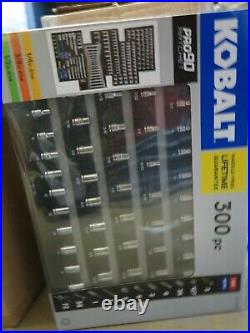 Kobalt 300Pc SAE & Metric Polished Chrome Mechanics Tool Set 0856855 Pro 90 New