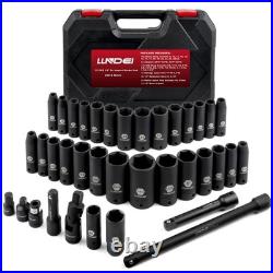 LLNDEI 1/2 inch Drive Deep Impact 37-Piece 1/2 Socket Set SAE & Metric