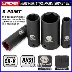 LLNDEI 1/2 inch Drive Deep Impact 37-Piece 1/2 Socket Set SAE & Metric