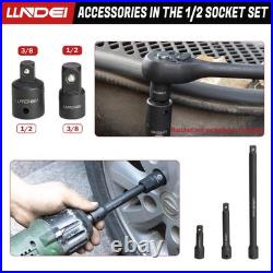 LLNDEI 1/2 inch Drive Deep Impact 37-Piece 1/2 Socket Set SAE & Metric