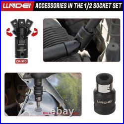 LLNDEI 1/2 inch Drive Deep Impact 37-Piece 1/2 Socket Set SAE & Metric