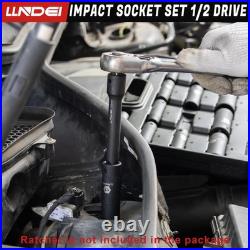 LLNDEI 1/2 inch Drive Deep Impact 37-Piece 1/2 Socket Set SAE & Metric