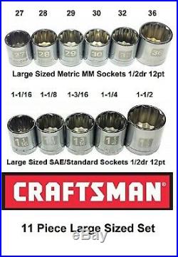 Large Sized 1/2 drive 12 point METRIC and SAE inch Sockets 12pt big size set