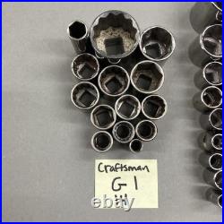 Lot of 197 Mixed Sockets Craftsman SK Lisle Metric SAE 1/4 3/8 1/2 Drive USA
