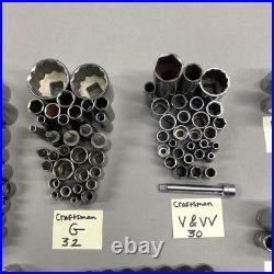 Lot of 197 Mixed Sockets Craftsman SK Lisle Metric SAE 1/4 3/8 1/2 Drive USA