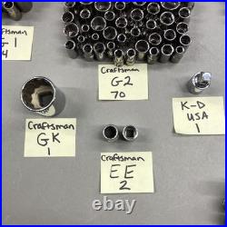 Lot of 197 Mixed Sockets Craftsman SK Lisle Metric SAE 1/4 3/8 1/2 Drive USA