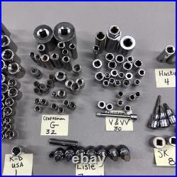 Lot of 197 Mixed Sockets Craftsman SK Lisle Metric SAE 1/4 3/8 1/2 Drive USA