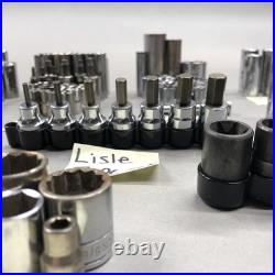 Lot of 197 Mixed Sockets Craftsman SK Lisle Metric SAE 1/4 3/8 1/2 Drive USA