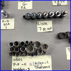 Lot of 197 Mixed Sockets Craftsman SK Lisle Metric SAE 1/4 3/8 1/2 Drive USA
