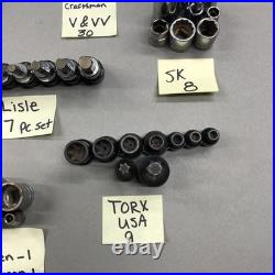 Lot of 197 Mixed Sockets Craftsman SK Lisle Metric SAE 1/4 3/8 1/2 Drive USA