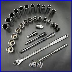 Lot of 30 pcs CRAFTSMAN 1/2 INCH DRIVE SAE Shallow & Deep Sockets MADE IN USA