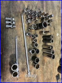 Lot of Snap-On Assorted Various Drive Sockets 35 Pieces Total SAE & Metric