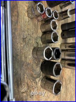 Lot of Snap-On Assorted Various Drive Sockets 35 Pieces Total SAE & Metric