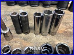 Lot of Snap-On Assorted Various Drive Sockets 35 Pieces Total SAE & Metric