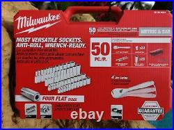 MILWAUKEE 1/4 Drive 50pc Ratchet & Socket Set SAE & Metric 48-22-9004 NEW