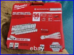 MILWAUKEE 3/8 Drive 56pc Ratchet & Socket Set SAE & Metric 48-22-9008 NEW