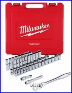 MILWAUKEE 47-Piece 1/2 in. Socket Wrench Set Fractional SAE & Metric NEW