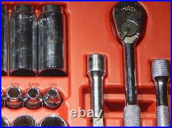 Mac SAE Metric 44Pc 3/8 Drive General Service Set Ratchet Socket Case Dr EUC