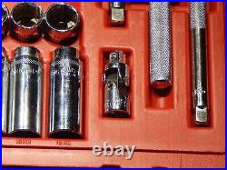 Mac SAE Metric 44Pc 3/8 Drive General Service Set Ratchet Socket Case Dr EUC