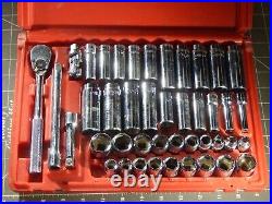 Mac SAE Metric 44Pc MINUS 1 3/8 Drive General Service Set Ratchet Socket Case Dr