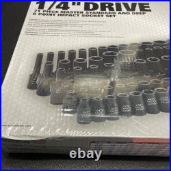 Matco 71 Pc 1/4 Dr Metric & Sae 6 Pt Standard + Deep Impact Socket Set Sap716v