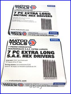 Matco Tools S7AMXL S7ASXL 14 Piece 1/4Drive XTRA Long Hex Socket Driver Bit Set Matco Tools S7AMXL S7ASXL 14 Piece 1/4Drive XTRA Long Hex Socket Driver Bit Set