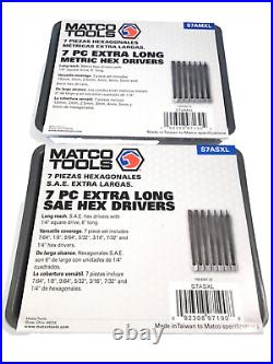 Matco Tools S7AMXL S7ASXL 14 Piece 1/4Drive XTRA Long Hex Socket Driver Bit Set Matco Tools S7AMXL S7ASXL 14 Piece 1/4Drive XTRA Long Hex Socket Driver Bit Set