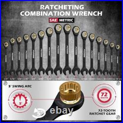 Mechanics Tool Set 132-Piece SAE Metric Drive Socket Ratcheting Wrenches