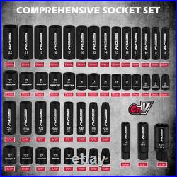 Mechanics Tool Set 132-Piece SAE Metric Drive Socket Ratcheting Wrenches