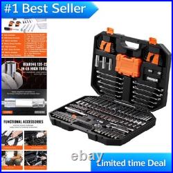 Mechanics Tool Set 145 Piece SAE Metric 1/4 3/8 Drive Deep Standard Sockets