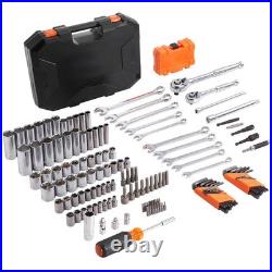 Mechanics Tool Set 145 Piece SAE Metric Socket Set 1/4 3/8 Drive Deep Standard