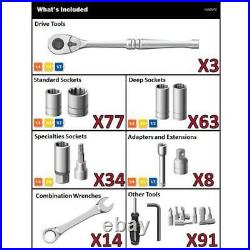 Mechanics Tool Set (290-Piece) with SAE and Metric Tools Chromium-alloy Steel