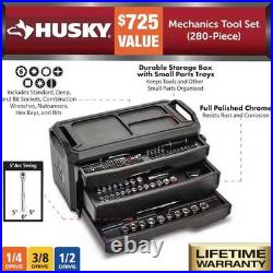 Mechanics Tool Set Kit Socket 280 Piece Case Tools Sae Metric Drive Box Ratchet