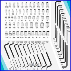 Mechanics Tool Set Sockets Set SAE/Metric Ratchet Wrench Set 90-Tooth 149-Pieces