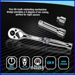 Mechanics Tool Set Sockets Set SAE/Metric Ratchet Wrench Set 90-Tooth 149-Pieces