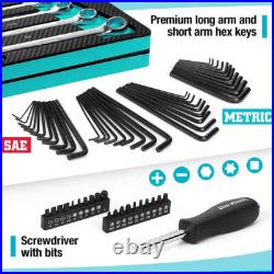 Mechanics Tool Set Sockets Set SAE/Metric Ratchet Wrench Set 90-Tooth 149-Pieces