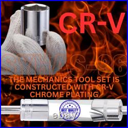 Mechanics Tool and Socket Set 1/4 3/8 1/2 Drive Deep 450 Pcs SAE and Metric