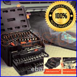 Mechanics Tool and Socket Set 1/4 3/8 1/2 Drive Deep 450 Pcs SAE and Metric