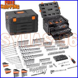 Mechanics Tool and Socket Set 1/4 3/8 1/2 Drive Deep 450 Pcs SAE and Metric
