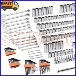 Mechanics Tool and Socket Set 1/4 3/8 1/2 Drive Deep 450 Pcs SAE and Metric