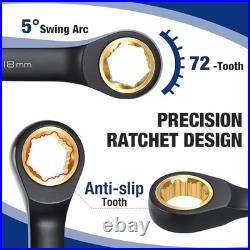 Metric 6-18mm SAE 1/4-3/4 22-Piece Ratcheting Wrench Set Mechanics Tool Kit