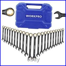 Metric 6-18mm SAE 1/4-3/4 22-Piece Ratcheting Wrench Set Mechanics Tool Kit