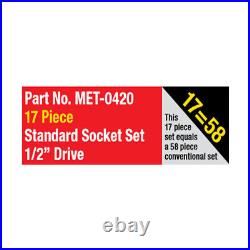 Metrinch 1/2 Drive Standard Socket Set 17pc Metric & SAE