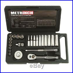 Metrinch 1/4 Dr Socket Standard & Deep Wall Set-24 Pc Metric SAE Worn Nuts